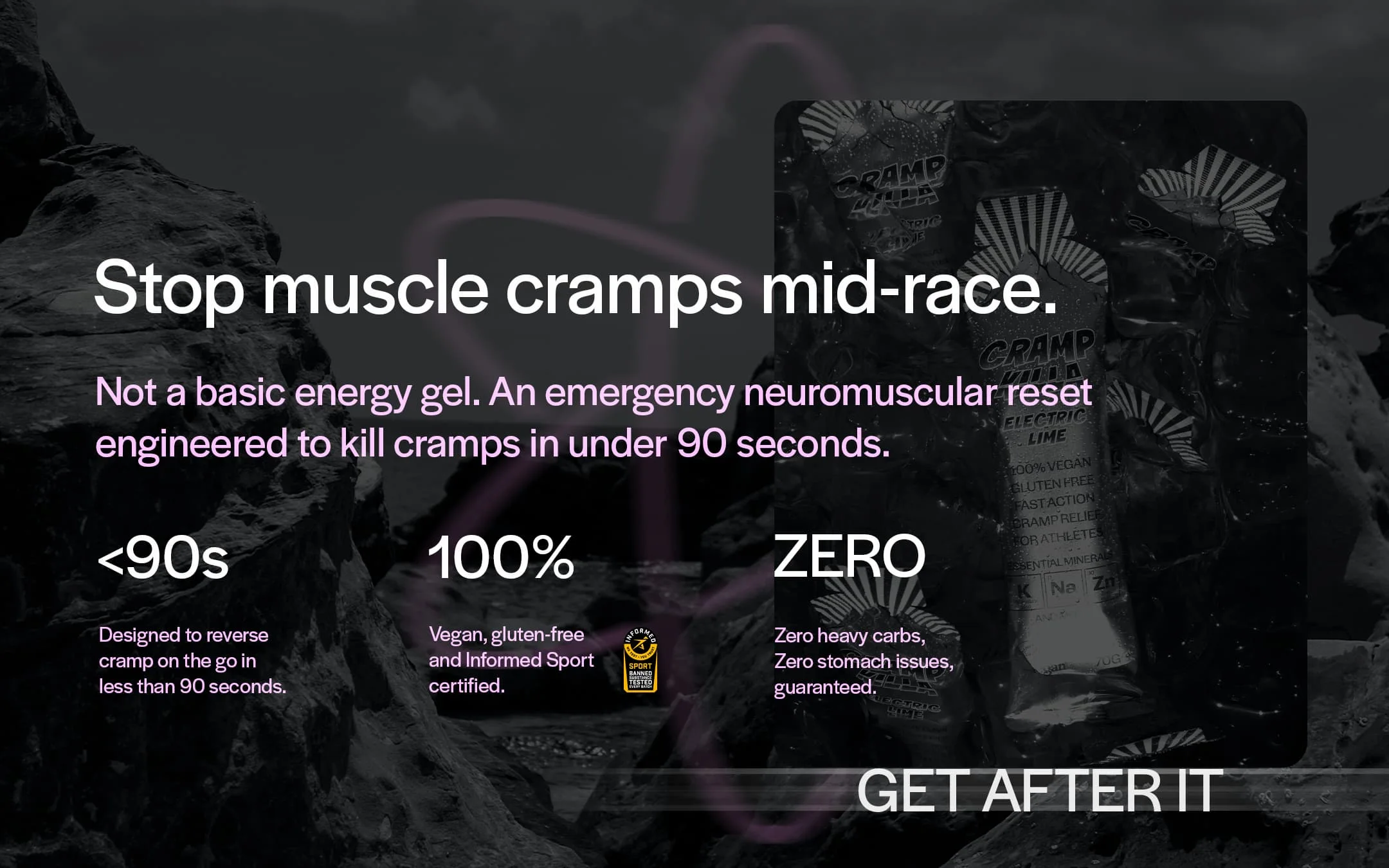 Stop muscle cramps mid-race campaign banner